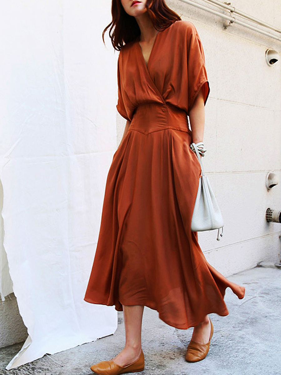 Surplice  Plain Maxi Dress